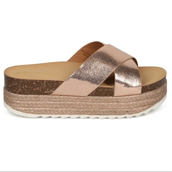 Glaze Shoes - ROSE GOLD PLATFORM ESPADRILLE SLIDES💕